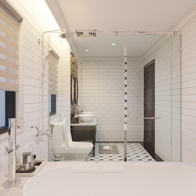 Gạch ốp lát tường và nền trắng đẹp cho phòng tắm của bạn, tạo nên một nhà tắm thật đẹp.