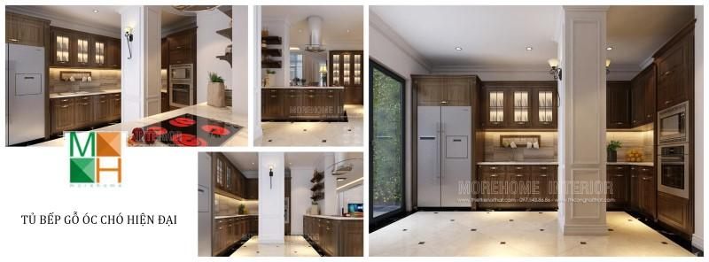 Sử dụng tủ bếp gỗ tự nhiên để ngăn chặn mối mọt, các quy trình tẩm sấy và kiểm soát chặt chẽ về chất lượng gỗ nhập khẩu được thực hiện.